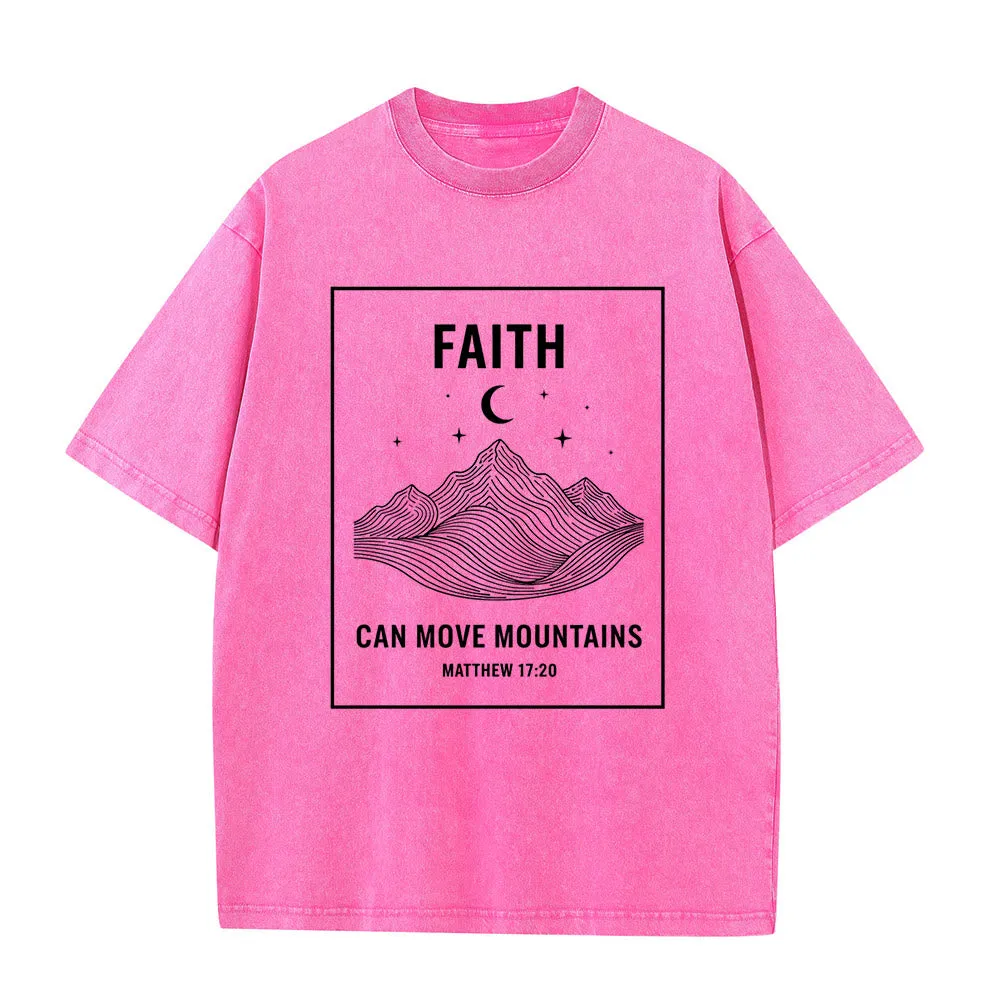 Christianartworkshop Faith Can Move Mountains Matthew 17:20 Unisex Washed T-Shirt sold by Christian Art Workshop product image thumbnail 4