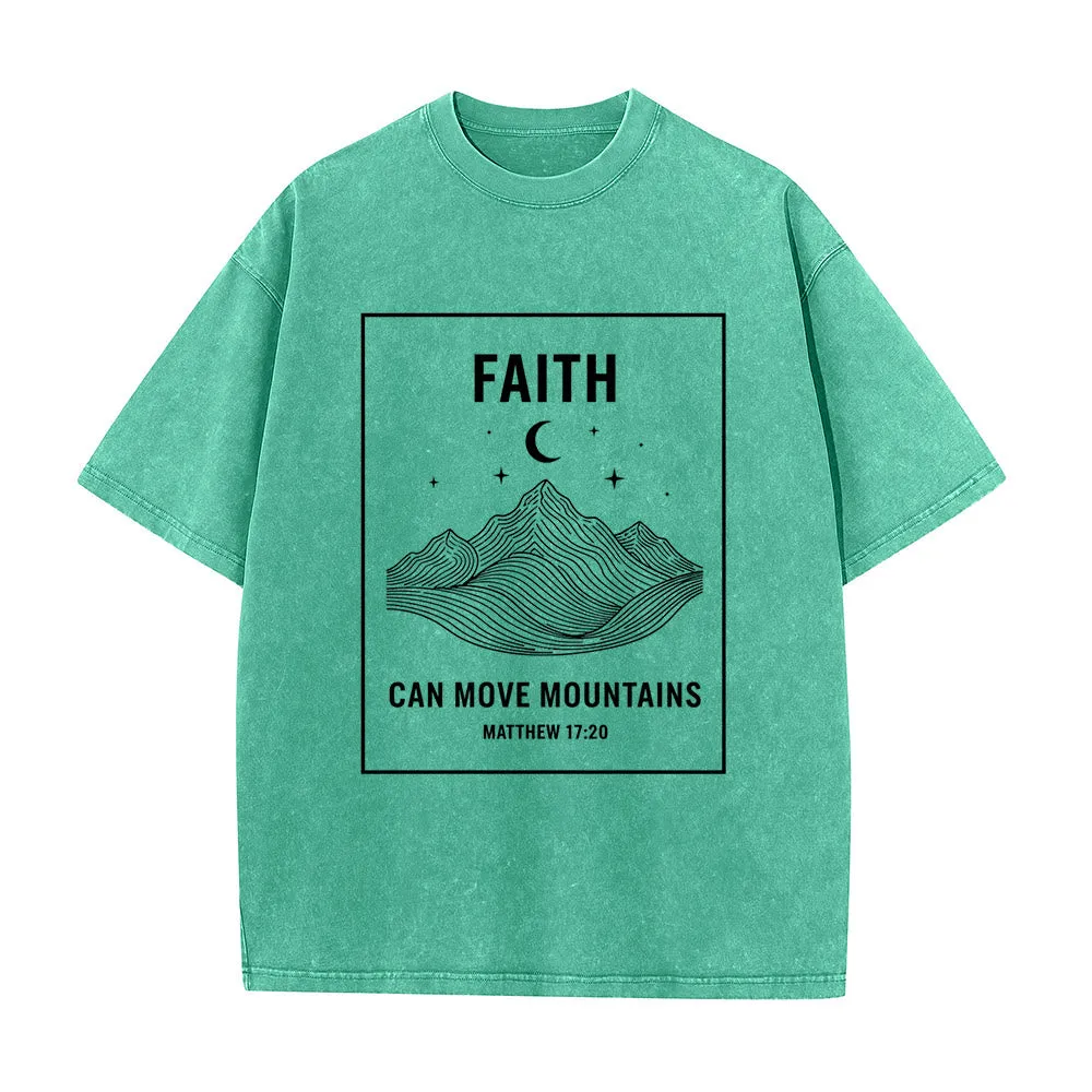 Christianartworkshop Faith Can Move Mountains Matthew 17:20 Unisex Washed T-Shirt sold by Christian Art Workshop product image thumbnail 5