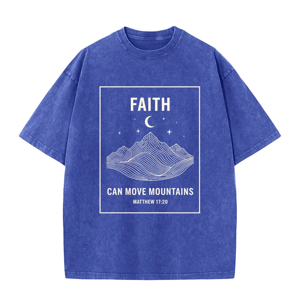 Christianartworkshop Faith Can Move Mountains Matthew 17:20 Unisex Washed T-Shirt sold by Christian Art Workshop product image thumbnail 3