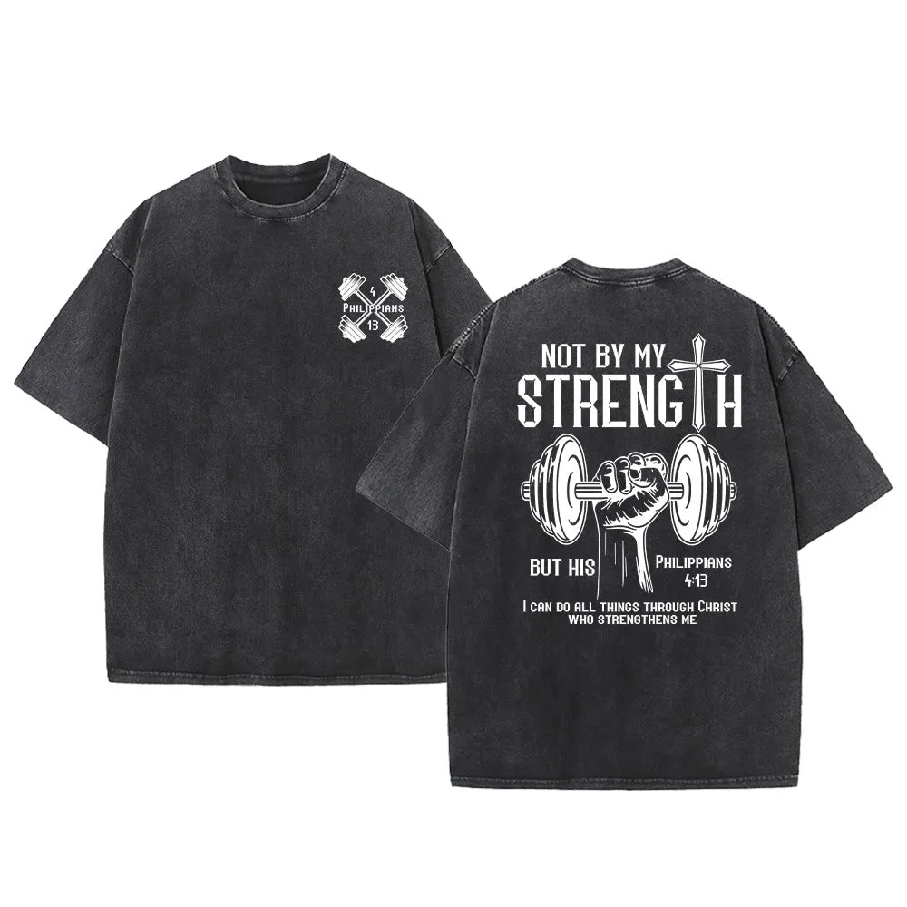 Christianartworkshop Not By My Strength, But His Unisex Washed T-Shirt sold by Christian Art Workshop product image thumbnail 5
