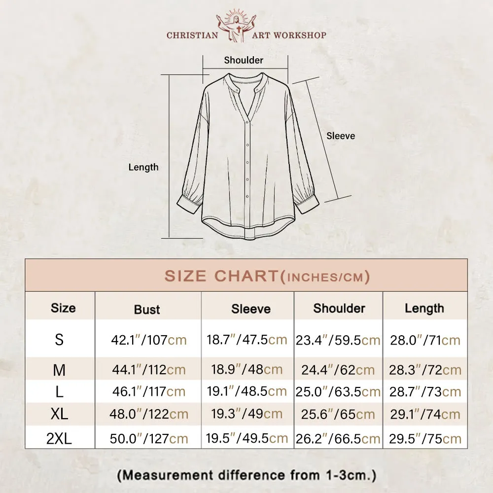 Christianartworkshop Good Shepherd Floral Wreath Women’s Blouse: Embody Faith and Gentle Devotion sold by Christian Art Workshop product image thumbnail 2