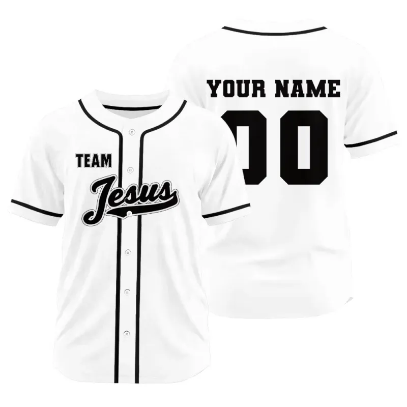 Christianartworkshop Retro Team Jesus Athletic Faith Unity Custom Baseball Jersey sold by Christian Art Workshop