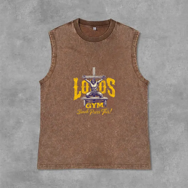 Christianartworkshop Lord's Gym: Bench Press This Cross Unisex Washed Tank Top sold by Christian Art Workshop