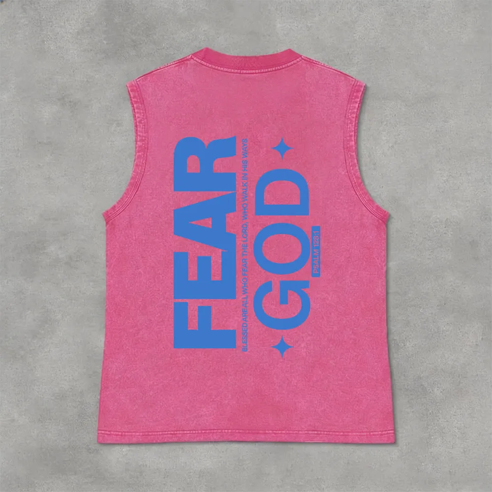 Christianartworkshop Fear God Psalm 128:1 Unisex Washed Tank Top sold by Christian Art Workshop product image thumbnail 4
