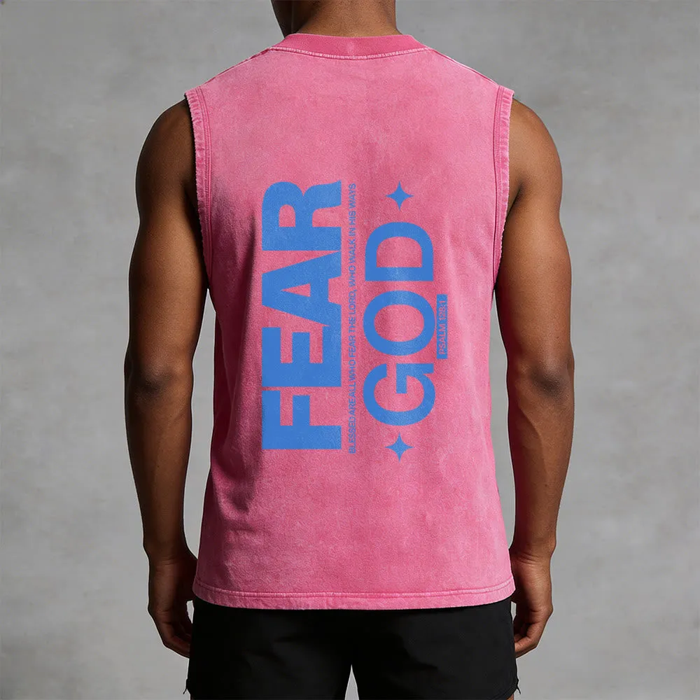 Christianartworkshop Fear God Psalm 128:1 Unisex Washed Tank Top sold by Christian Art Workshop product image thumbnail 5