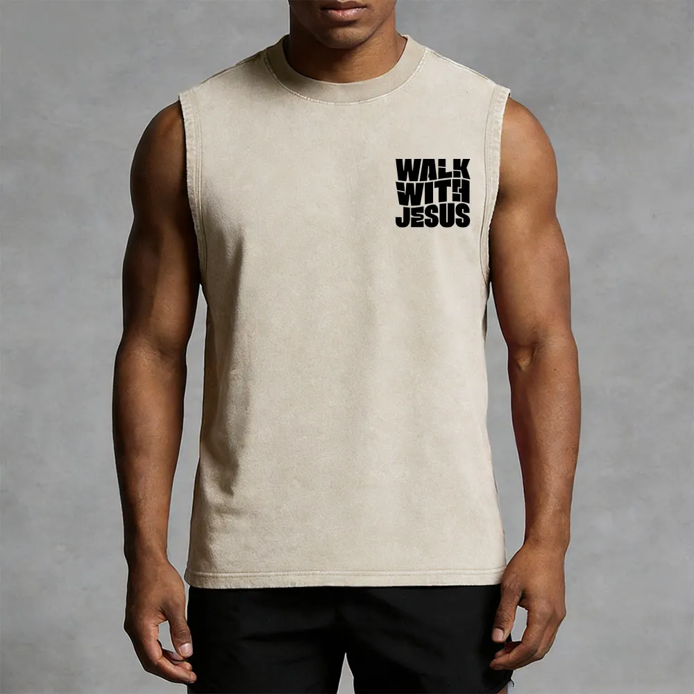 Christianartworkshop Talk With Jesus Block Letter Unisex Washed Tank Top: A Symbol of Daily Devotion sold by Christian Art Workshop product image thumbnail 4