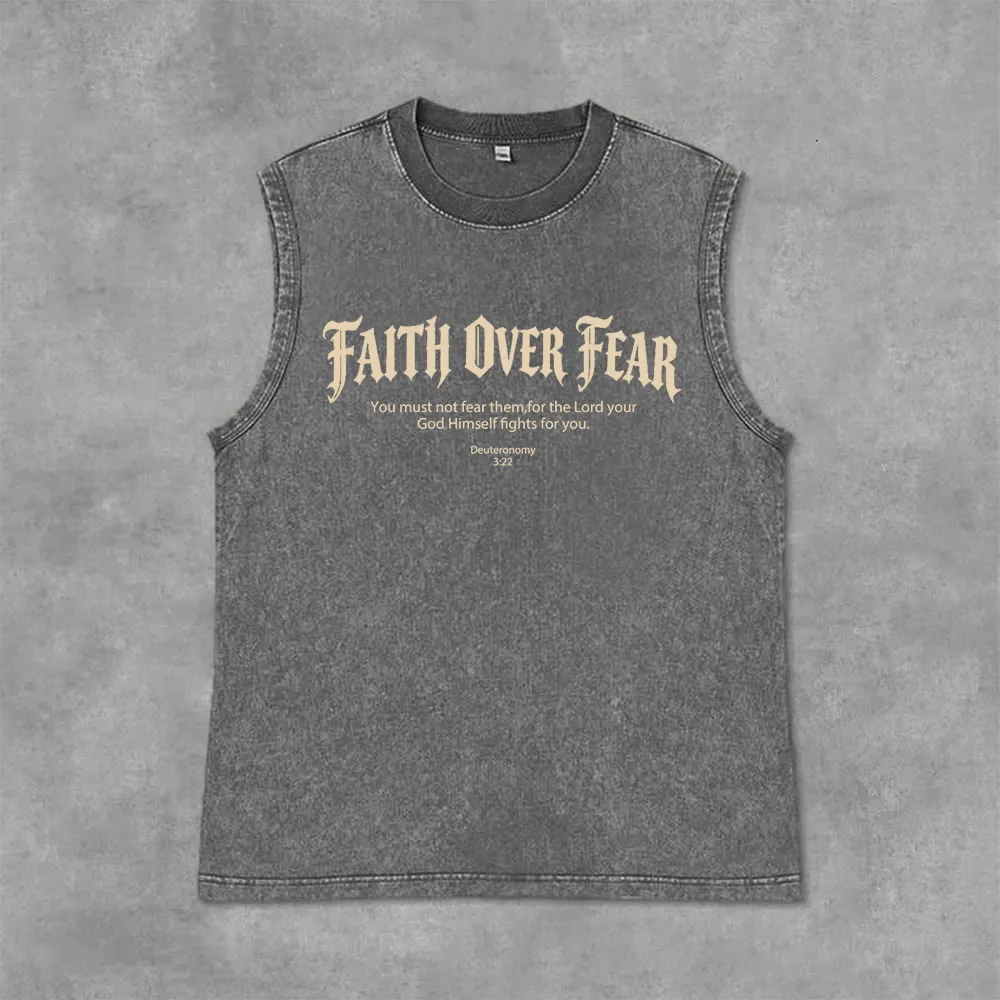 Christianartworkshop Faith Over Fear Crown of Thorns Unisex Washed Tank Top sold by Christian Art Workshop product image thumbnail 4