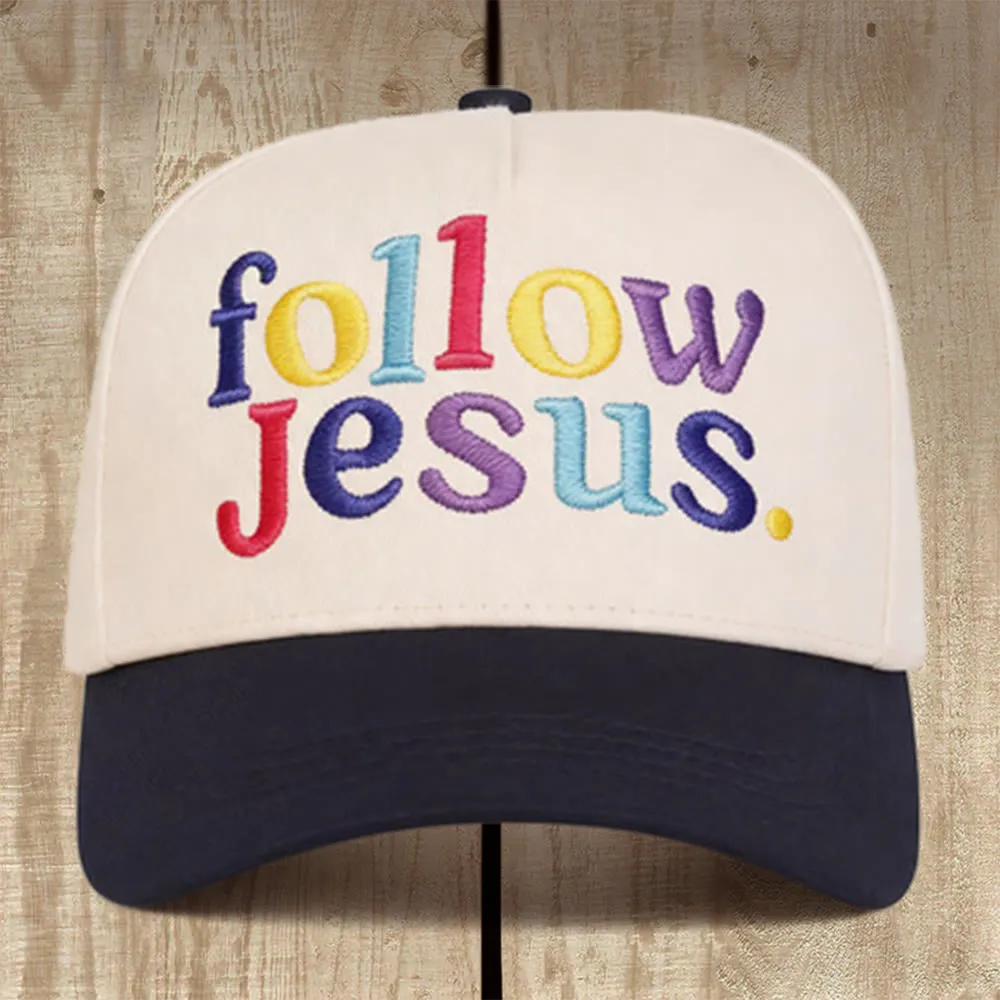 Christianartworkshop Follow Jesus Multicolored Structured Baseball Cap: Wear the Call of the Gospel sold by Christian Art Workshop product image thumbnail 4