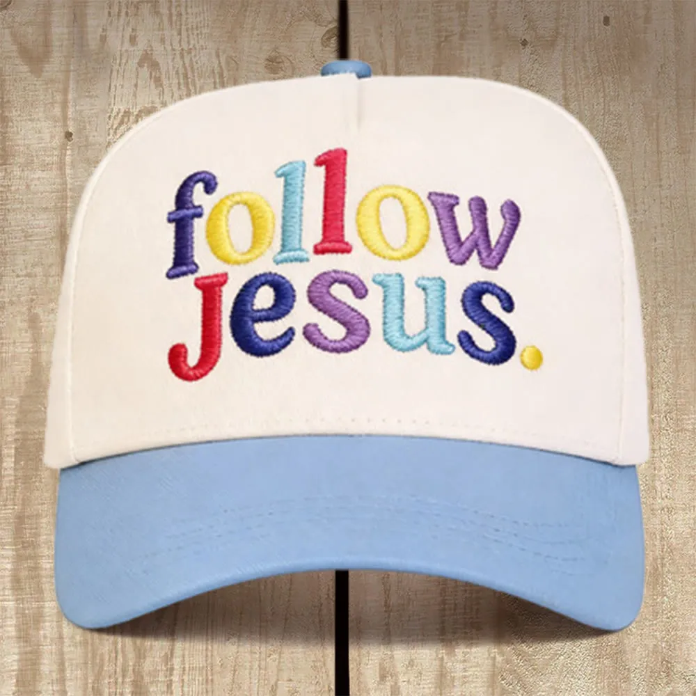 Christianartworkshop Follow Jesus Multicolored Structured Baseball Cap: Wear the Call of the Gospel sold by Christian Art Workshop product image thumbnail 5