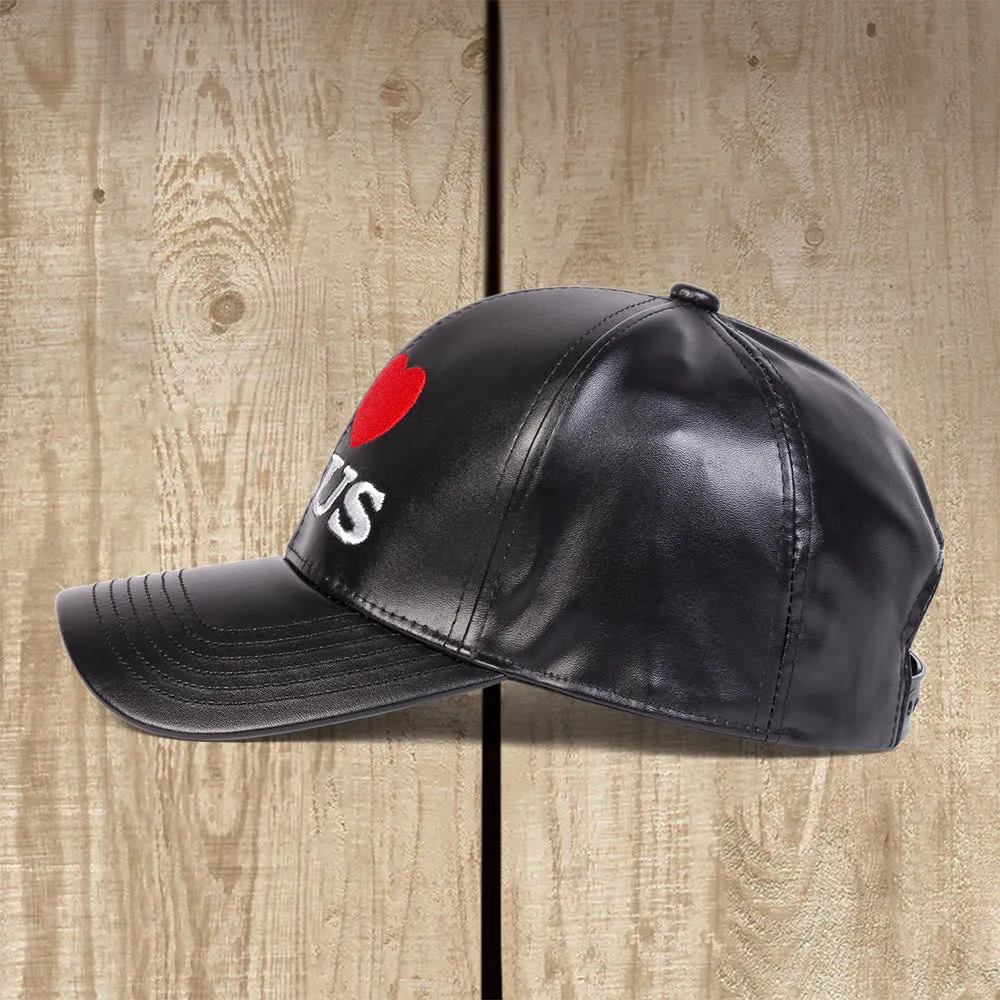 Christianartworkshop Devoted Love I Love JESUS PU Leather Baseball Cap: Wear Your Faith Boldly sold by Christian Art Workshop product image thumbnail 2