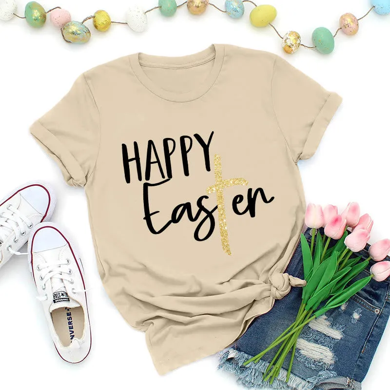 Christianartworkshop Happy Easter Glitter Cross Script Premium T-Shirt sold by Christian Art Workshop product image thumbnail 2