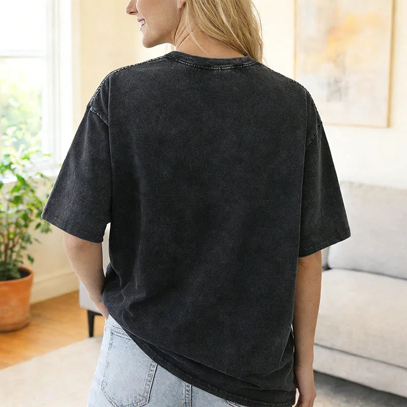 Christianartworkshop Make Heaven Crowded Cross Distressed Lettering Unisex Washed T-shirt sold by Christian Art Workshop product image thumbnail 3