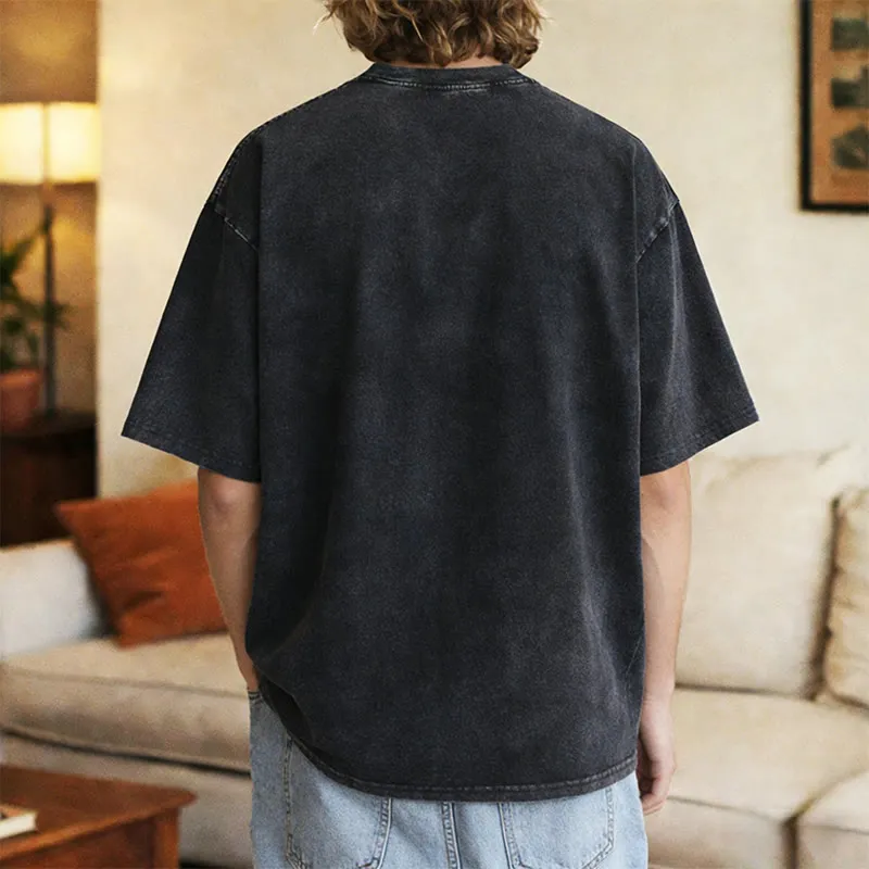 Christianartworkshop Make Heaven Crowded Cross Distressed Lettering Unisex Washed T-shirt sold by Christian Art Workshop product image thumbnail 5