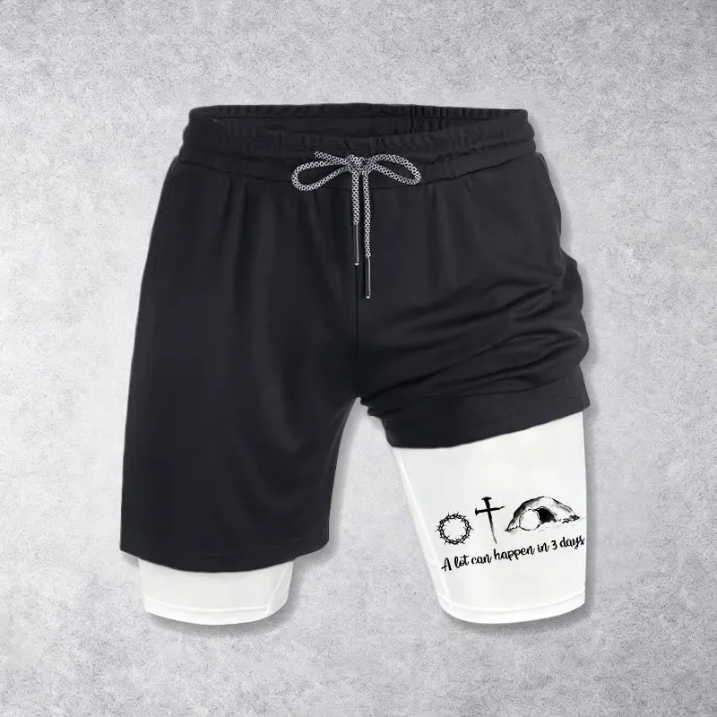 Christianartworkshop A Lot Can Happen in 3 Days Resurrection Symbols Performance Shorts made by Christian Art Workshop