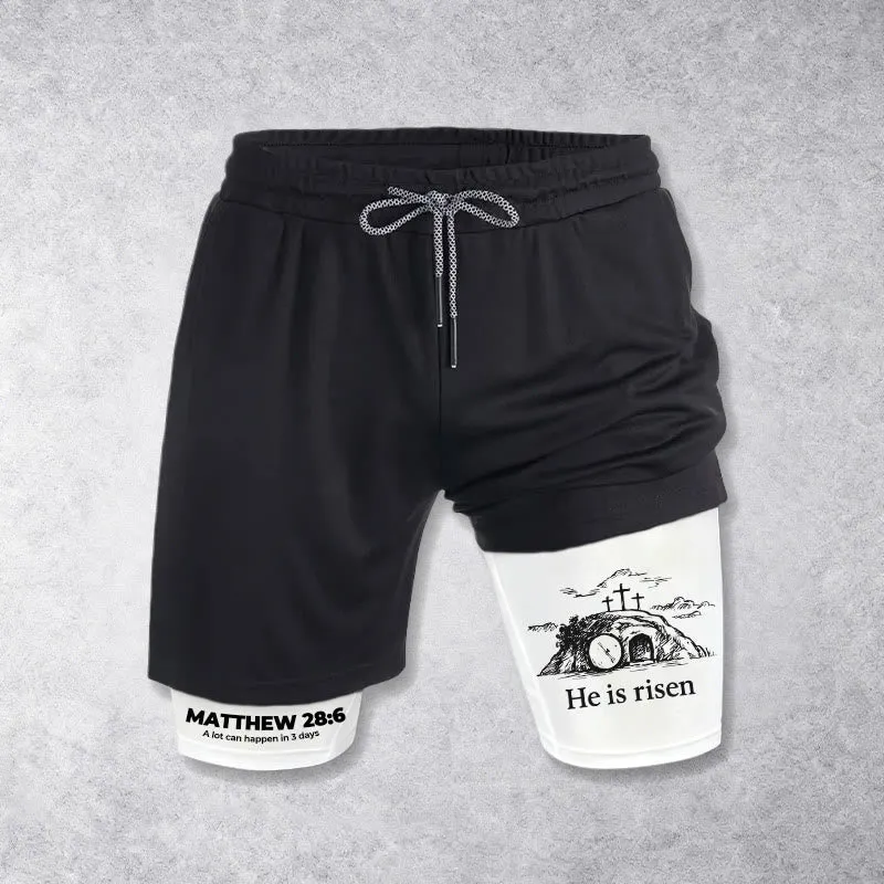 Christianartworkshop Matthew 28:6 He Is Risen Resurrection Performance Shorts made by Christian Art Workshop