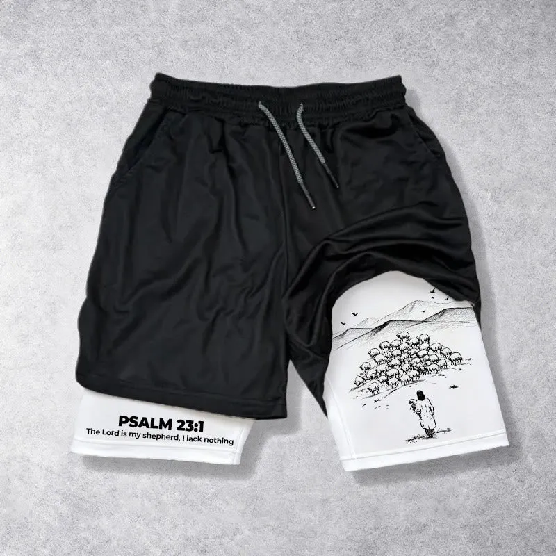 Christianartworkshop Psalm 23 Faithful Shepherd Printed Shorts sold by Christian Art Workshop product image thumbnail 3