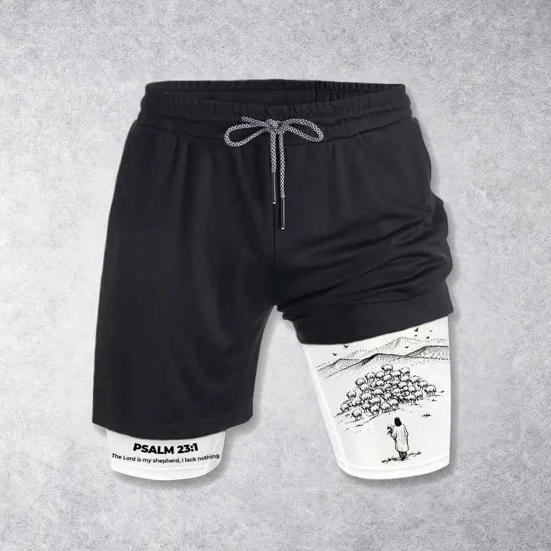 Christianartworkshop Psalm 23 Faithful Shepherd Printed Shorts sold by Christian Art Workshop