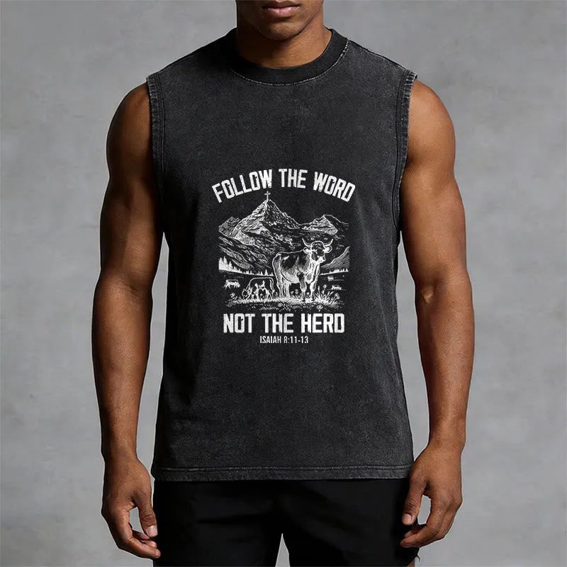 Christianartworkshop Follow The Word Not The Herd Unisex Washed Tank Top sold by Christian Art Workshop product image thumbnail 5