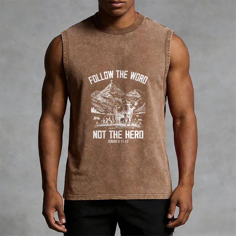 Christianartworkshop Follow The Word Not The Herd Unisex Washed Tank Top sold by Christian Art Workshop product image thumbnail 2