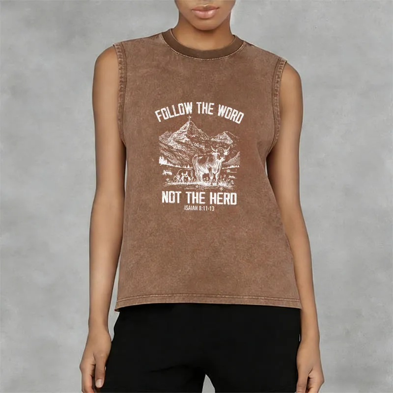 Christianartworkshop Follow The Word Not The Herd Unisex Washed Tank Top sold by Christian Art Workshop product image thumbnail 3