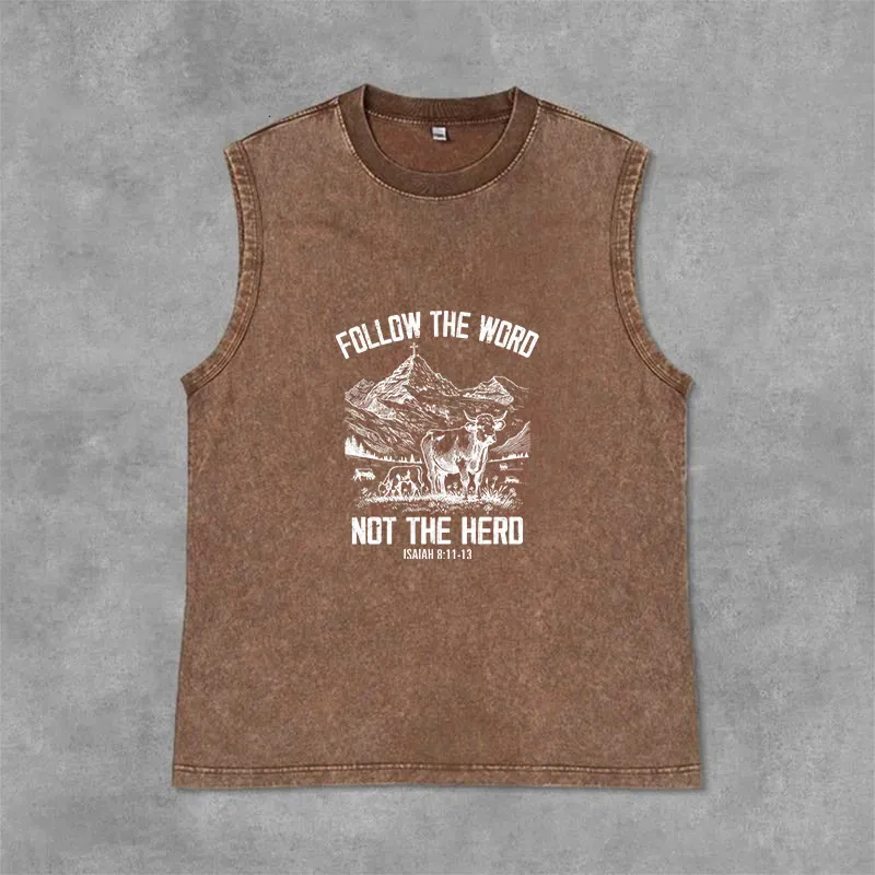 Christianartworkshop Follow The Word Not The Herd Unisex Washed Tank Top sold by Christian Art Workshop