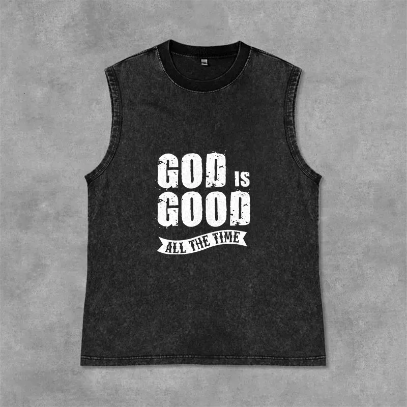 Christianartworkshop God Is Good All The Time Unisex Washed Tank Top sold by Christian Art Workshop product image thumbnail 4