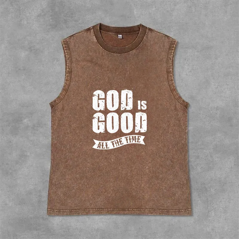 Christianartworkshop God Is Good All The Time Unisex Washed Tank Top sold by Christian Art Workshop