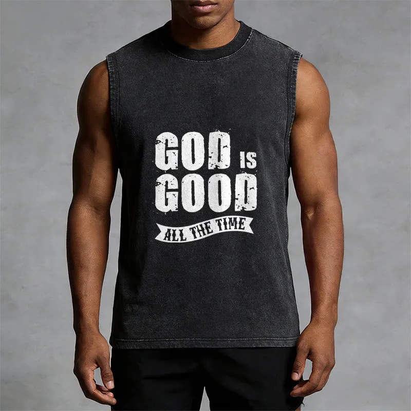 Christianartworkshop God Is Good All The Time Unisex Washed Tank Top sold by Christian Art Workshop product image thumbnail 5