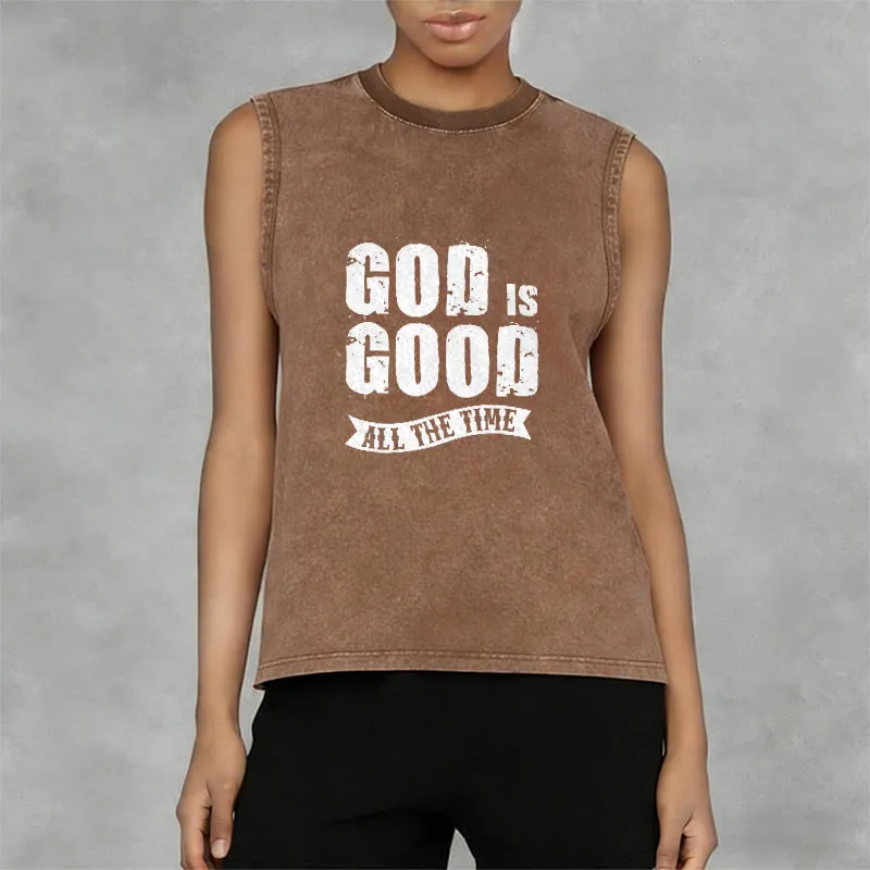 Christianartworkshop God Is Good All The Time Unisex Washed Tank Top sold by Christian Art Workshop product image thumbnail 3