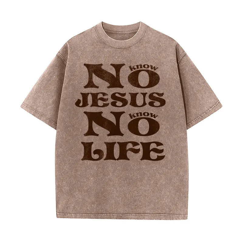 Christianartworkshop No Jesus No Life Unisex Washed T-Shirt sold by Christian Art Workshop product image thumbnail 5
