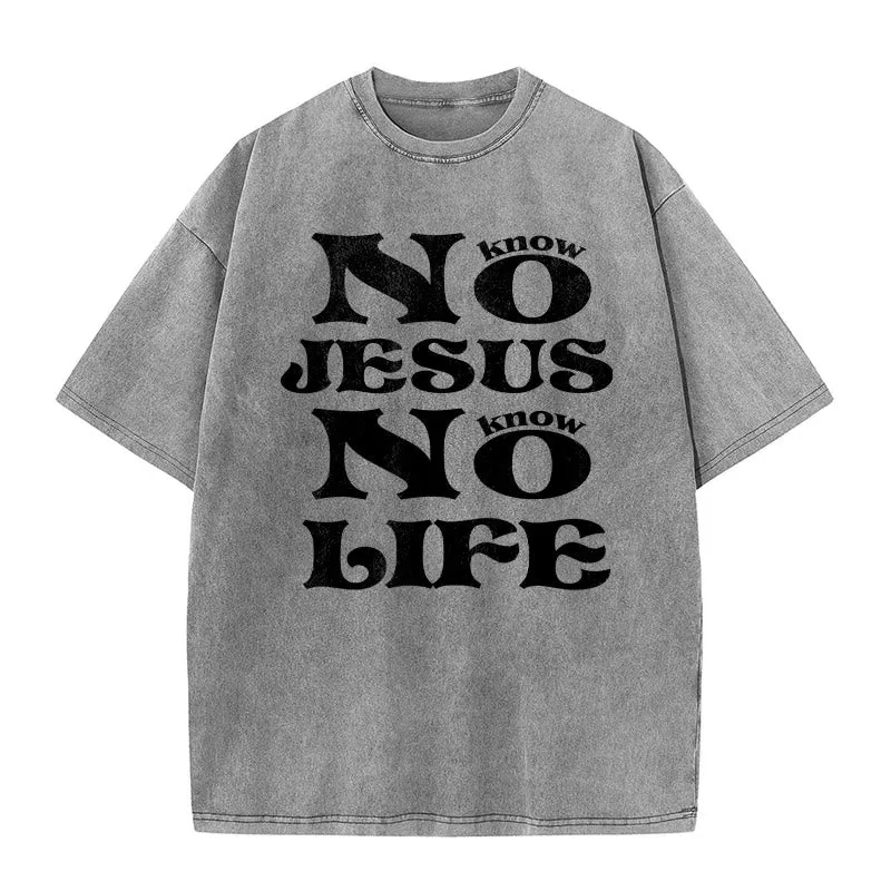 Christianartworkshop No Jesus No Life Unisex Washed T-Shirt sold by Christian Art Workshop product image thumbnail 2