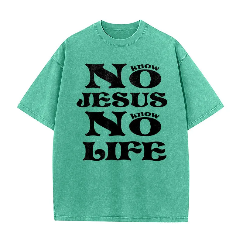 Christianartworkshop No Jesus No Life Unisex Washed T-Shirt sold by Christian Art Workshop product image thumbnail 3
