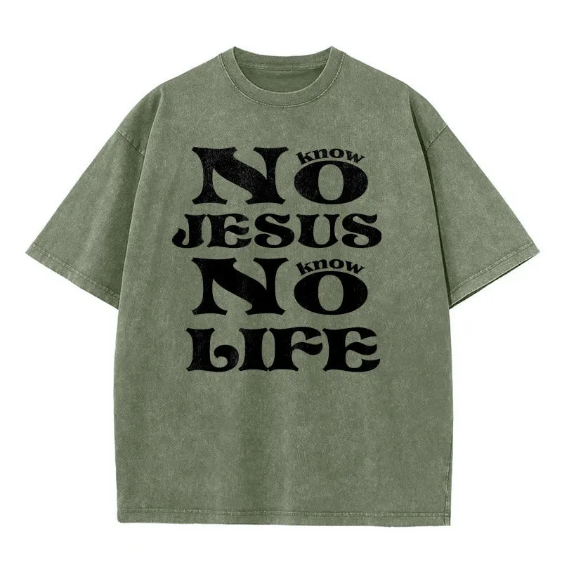 Christianartworkshop No Jesus No Life Unisex Washed T-Shirt sold by Christian Art Workshop product image thumbnail 4