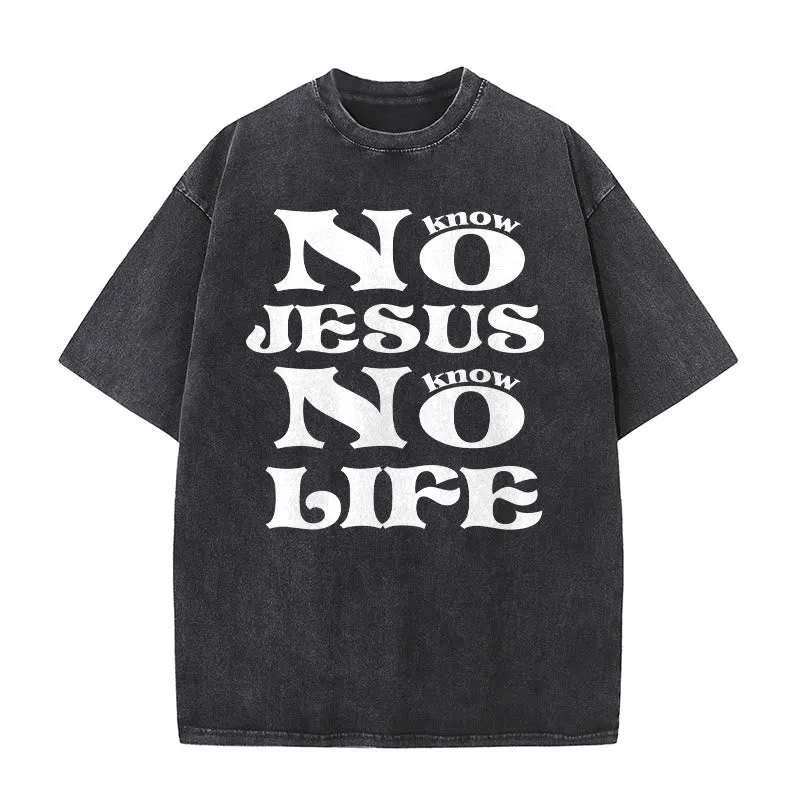 Christianartworkshop No Jesus No Life Unisex Washed T-Shirt sold by Christian Art Workshop