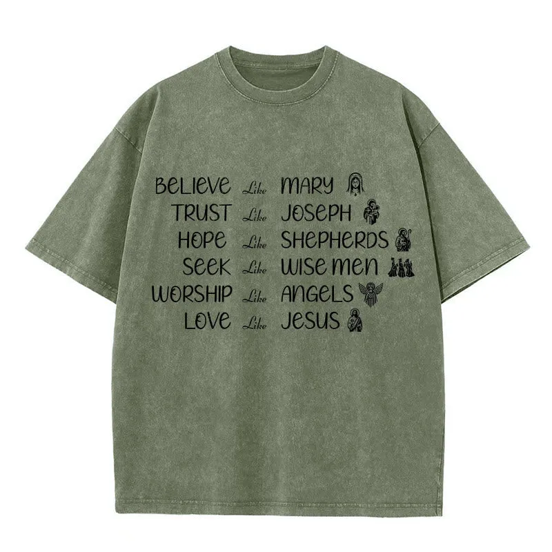 Christianartworkshop Bible Heroes Faith Statement Unisex Washed T-Shirt sold by Christian Art Workshop product image thumbnail 4