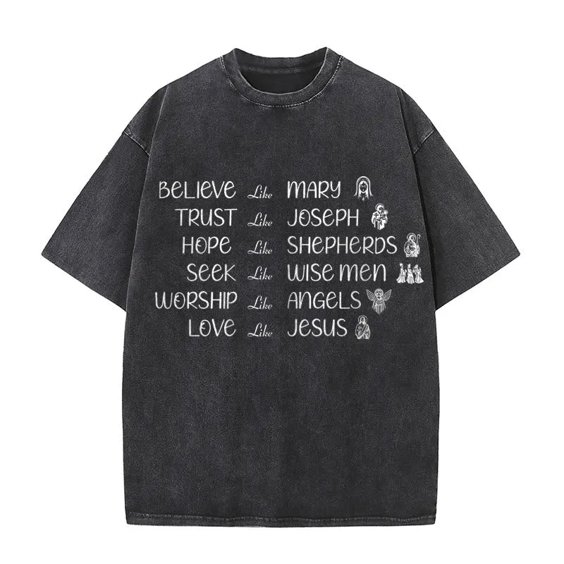 Christianartworkshop Bible Heroes Faith Statement Unisex Washed T-Shirt sold by Christian Art Workshop