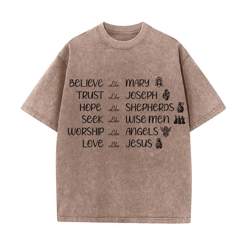 Christianartworkshop Bible Heroes Faith Statement Unisex Washed T-Shirt sold by Christian Art Workshop product image thumbnail 5