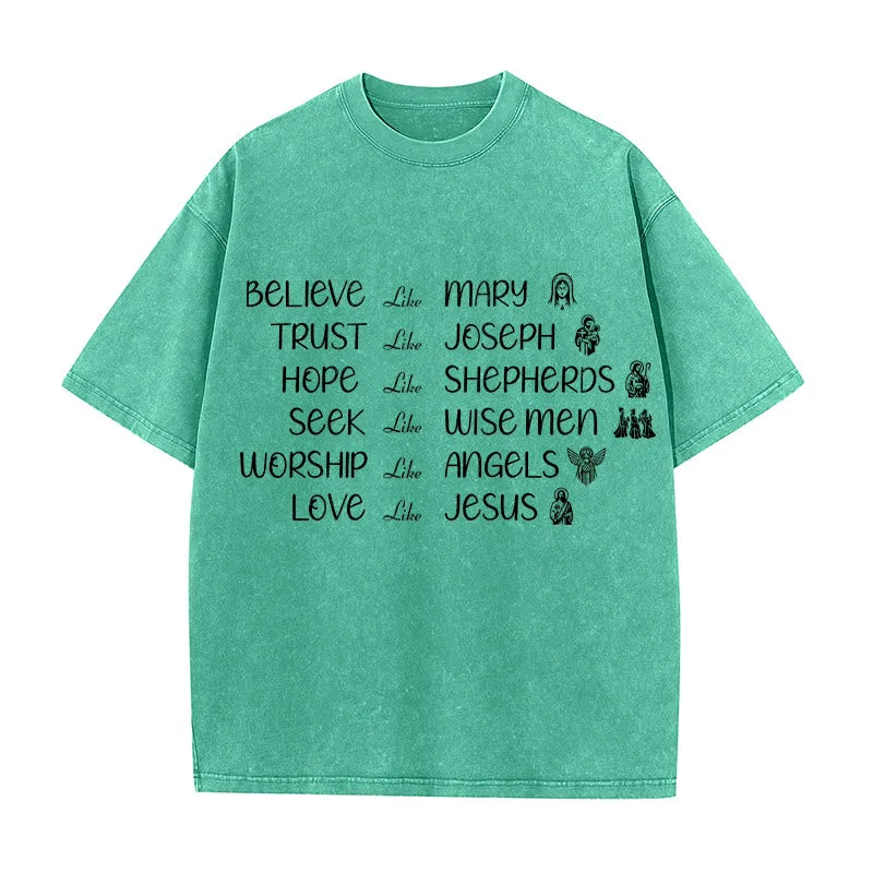 Christianartworkshop Bible Heroes Faith Statement Unisex Washed T-Shirt sold by Christian Art Workshop product image thumbnail 3