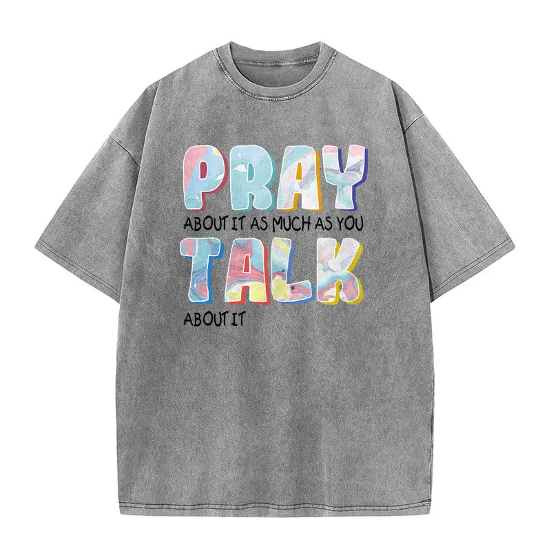 Christianartworkshop Pray About It As Much As You Talk About It Unisex Washed T-Shirt sold by Christian Art Workshop product image thumbnail 3