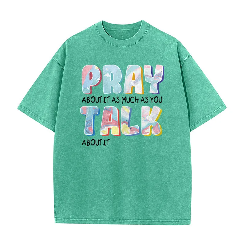 Christianartworkshop Pray About It As Much As You Talk About It Unisex Washed T-Shirt sold by Christian Art Workshop product image thumbnail 4