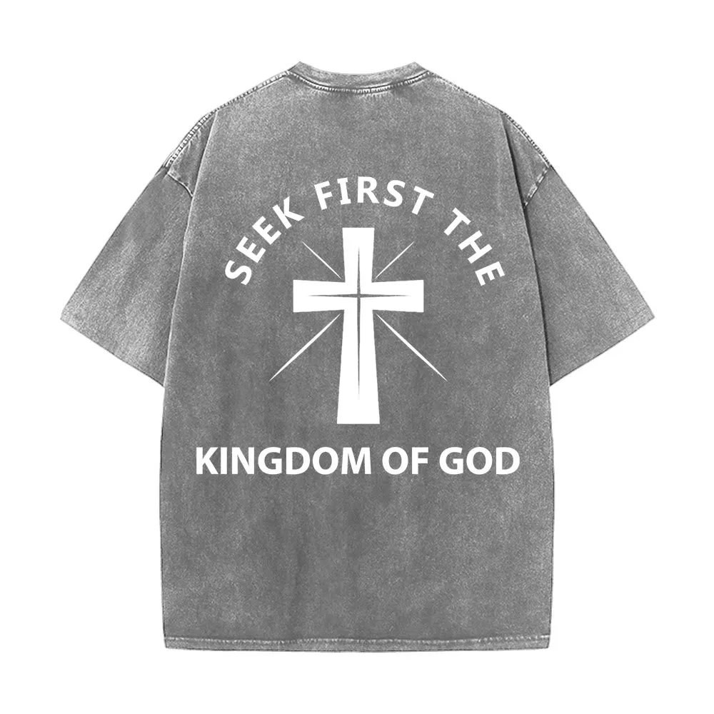 Christianartworkshop Seek First the Kingdom of God Unisex Washed T-Shirt sold by Christian Art Workshop product image thumbnail 5