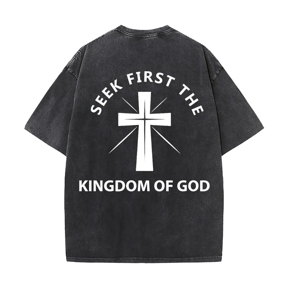 Christianartworkshop Seek First the Kingdom of God Unisex Washed T-Shirt sold by Christian Art Workshop product image thumbnail 2