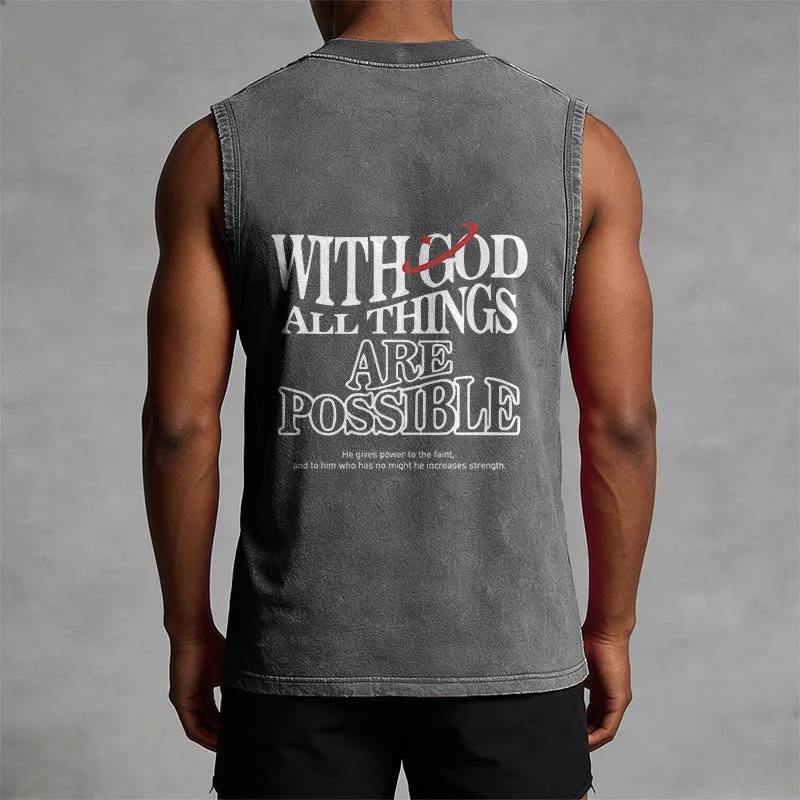 Christianartworkshop With God All Things Are Possible Washed Tank Top sold by Christian Art Workshop product image thumbnail 5