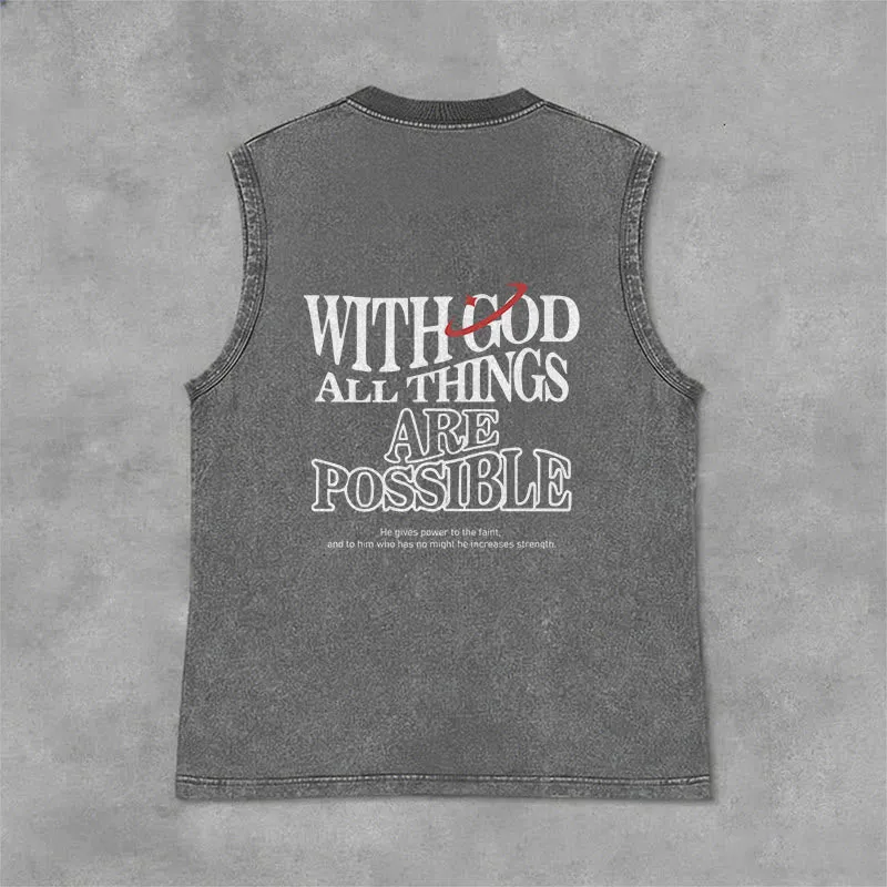 Christianartworkshop With God All Things Are Possible Washed Tank Top sold by Christian Art Workshop product image thumbnail 4