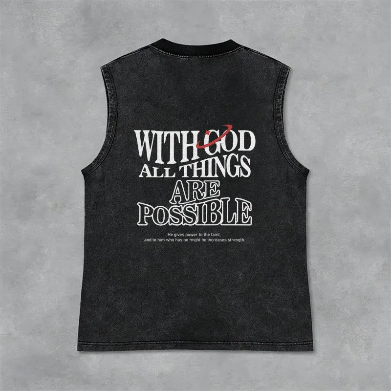Christianartworkshop With God All Things Are Possible Washed Tank Top made by Christian Art Workshop