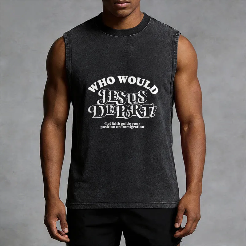 Christianartworkshop Inspirational Let Faith Guide You Unisex Washed Tank Top sold by Christian Art Workshop product image thumbnail 5