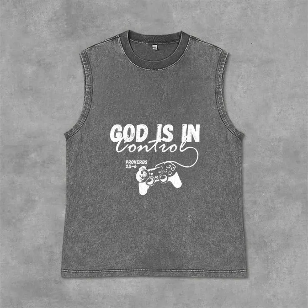 Christianartworkshop God Is In Control Unisex Washed Tank Top sold by Christian Art Workshop