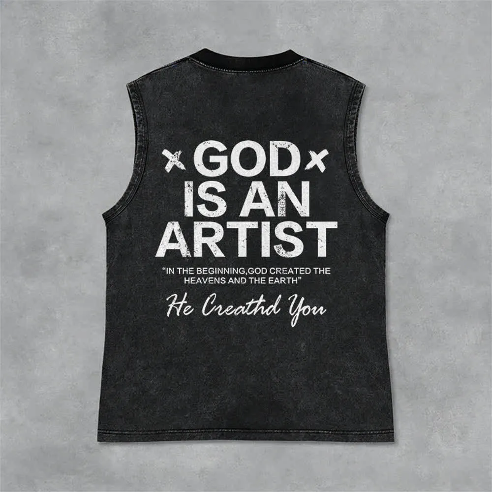 Christianartworkshop God Is An Artist Unisex Washed Tank Top sold by Christian Art Workshop product image thumbnail 4