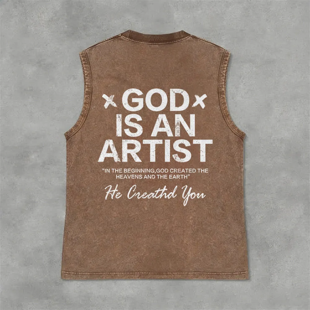 Christianartworkshop God Is An Artist Unisex Washed Tank Top sold by Christian Art Workshop
