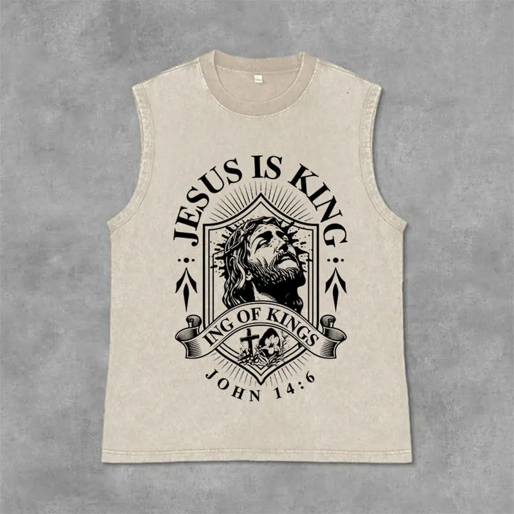 Christianartworkshop Jesus Is King King Of Kings Unisex Washed Tank Top sold by Christian Art Workshop